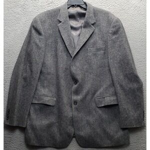 Gianfranco Ruffini Blazer Jacket Men 46L Gray Herringbone Lined Camel Hair Blend
